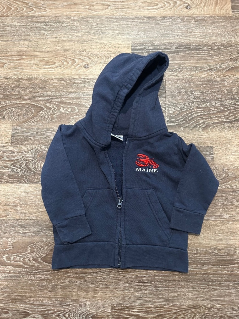 Maine Zip up Infant Navy Jacket with Lobster embroidered Sz 2T